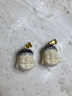 Cream Buddha with Rhinestone Charm